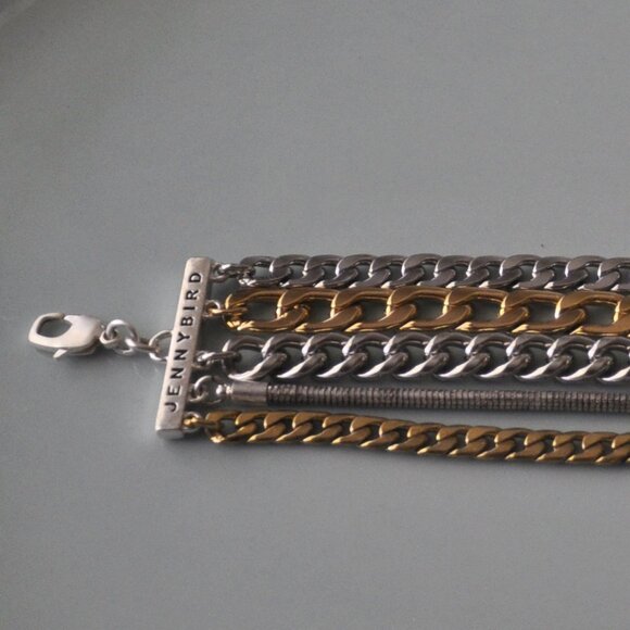 Jenny Bird Austin Multi Stand Mixed Metal Chain Link Bracelet Cuff - Picture 4 of 5